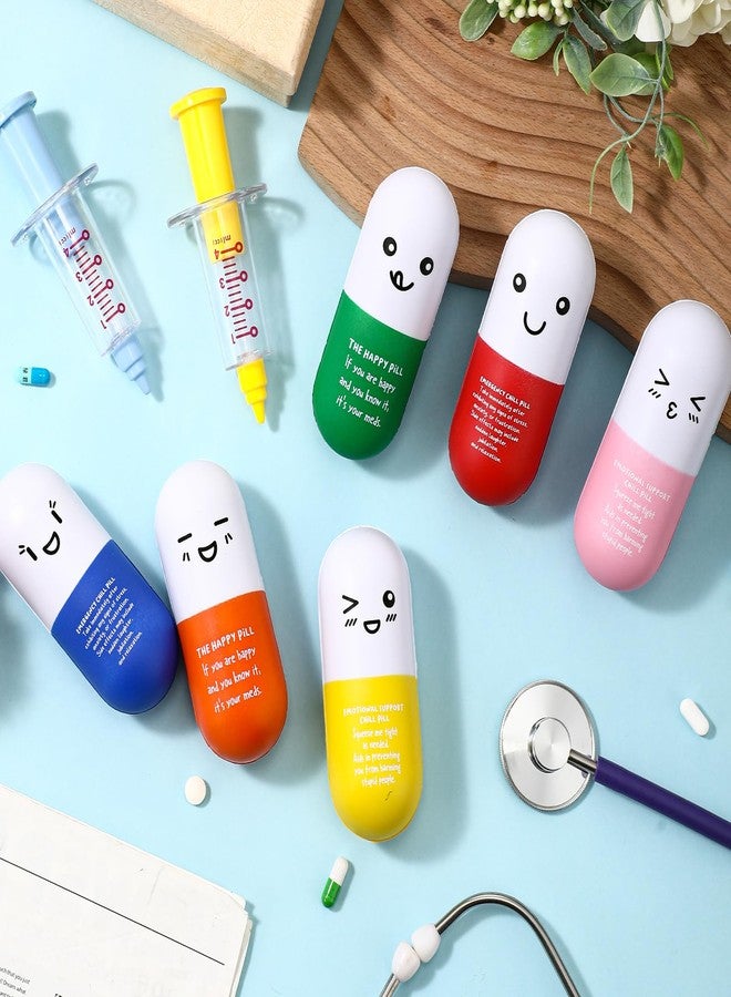 Arrowbash 18 Pcs Pill Stress Ball Pharmacy Technician Gift for Pharmacist Nurses CRNA Doctor Pill Shaped Foam Inspirational Coworker Valentines Stress Ball with Cute Cartoon Emotion Face (Emergency) - Image 5